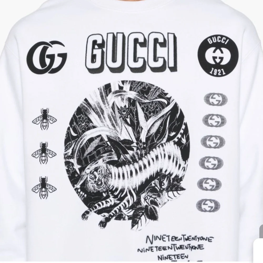 Gucci Black and White Graphic Crewneck Sweater